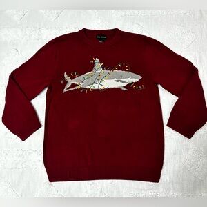 Alex Stevens Men's Burgundy Shark Design Crewneck Sweater